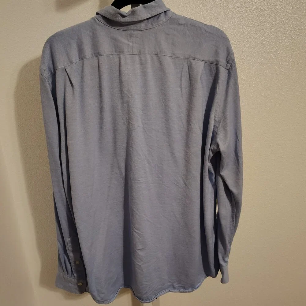 Polo Ralph Lauren Men's Knit Dress Shirt Size XXL Blue Cotton Long Sleeve Button